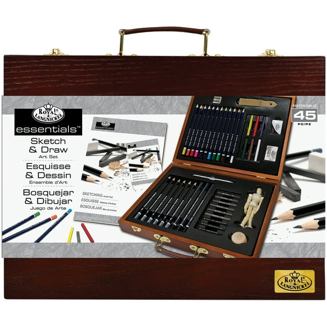 Royal & Langnickel(R) essentials(TM) Wooden Box Art Set-Sketch & Draw 45/Pkg RSETDS2