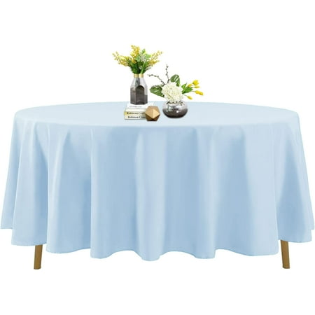 

XIACOCO-Round Tablecloth - 108 Inch Round Tablecloth - Stain And Wrinkle Resistant Washable Polyester Table Cloth Decorative Fabric Table Cover For Dining Table Buffet Parties And Wedding Blue Mis