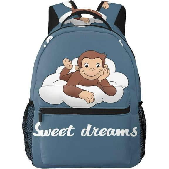 Curious George Laptop Bag Cartoon Backpack Casual Travel Backpacks Daypack For Men Women