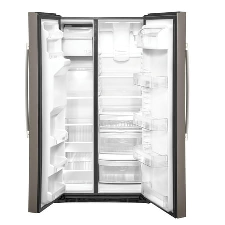 GE - 25.1 Cu. Ft. Side-By-Side Refrigerator with External Ice & Water Dispenser - Slate