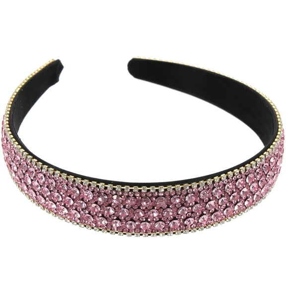 Soimiss Fancy Headband Women Crystal Headband Pink 1Pcs