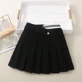 thumbnail image 2 of THDHVS Uniform Skirts for Girls,Girls Skorts,Girls Pleated Skirt Kids Tennis Elastic Waist Uniform Plaid Skirt Black 7-8 Years, 2 of 7