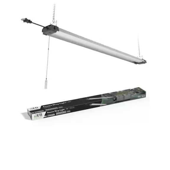ETI 46-inch Anoma LED Shop Light with Pull Chain, 7500 Adjustable Lumen Boost,  4000K  Bright White, Linkable, 120 Volt, B02014601A