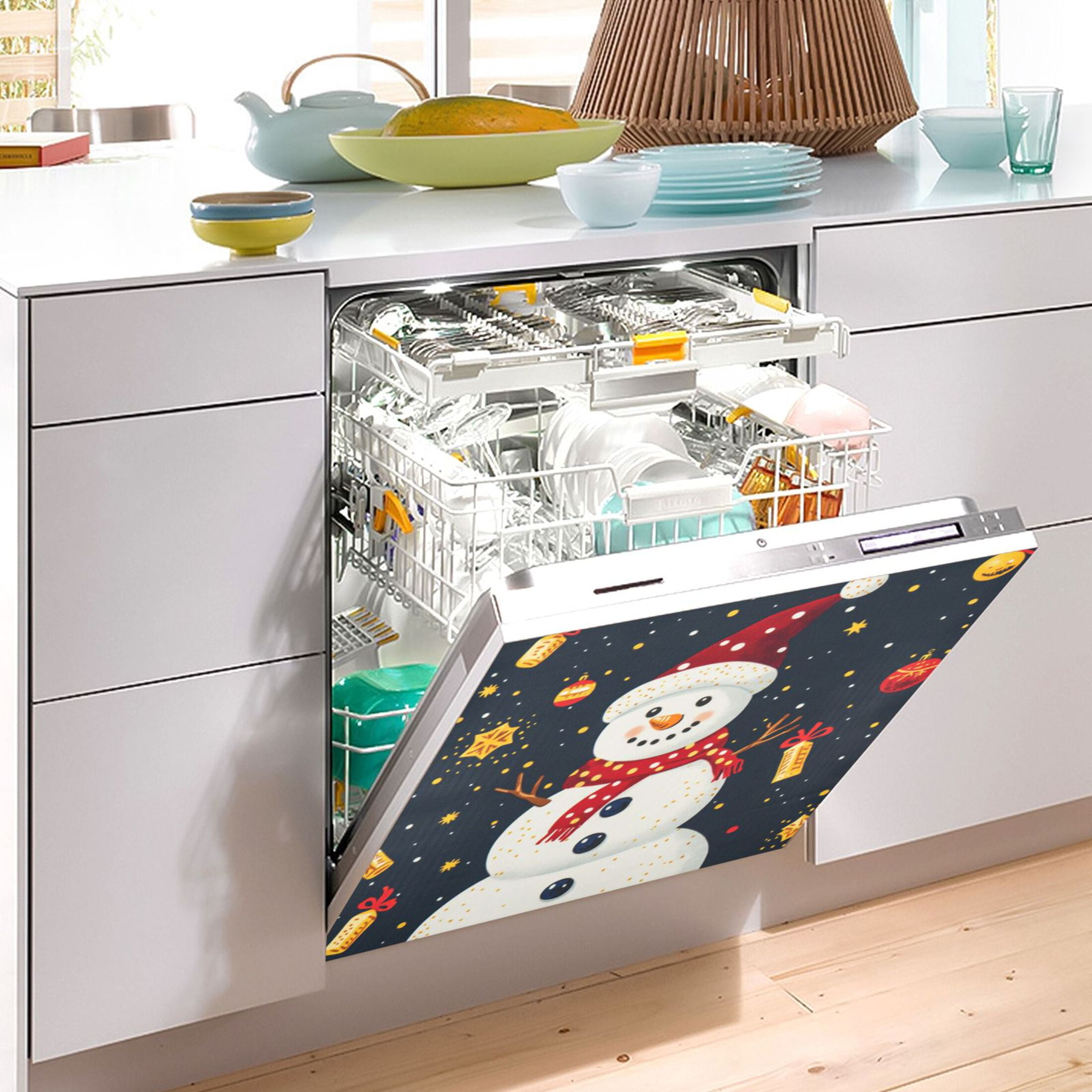 Dishwasher Magnetic Sticker 23x26 Inch Refrigerator Magnetic Sticker Washing Machine Magnetic Sticker Kitchen Panel Magnetic Sticker Home Decor Beautiful Scarf Snowman