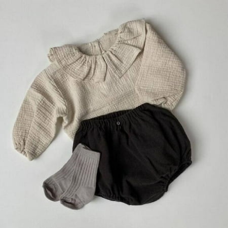 

DancePeanut Fashion Baby Clothing Spring Autumn Cotton And Linen Lotus Leaf Bottoming Leisure Tops Newborn All Match Sweatshirts