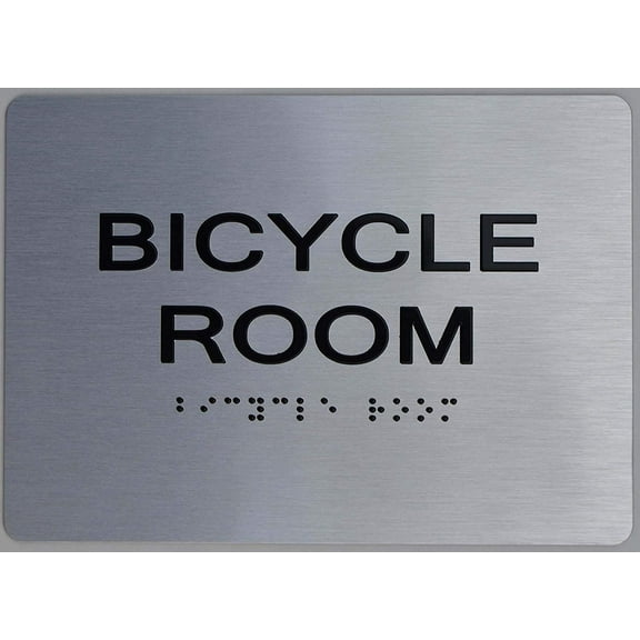 Bicycle Room Sign -(Aluminum, Brush Silver, Size 5X7) The Sensation line