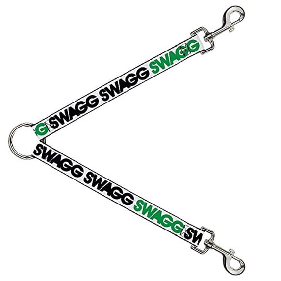 Buckle-Down Leash Splitter - SWAGG White Black Green - 1" Wide - 30" Length