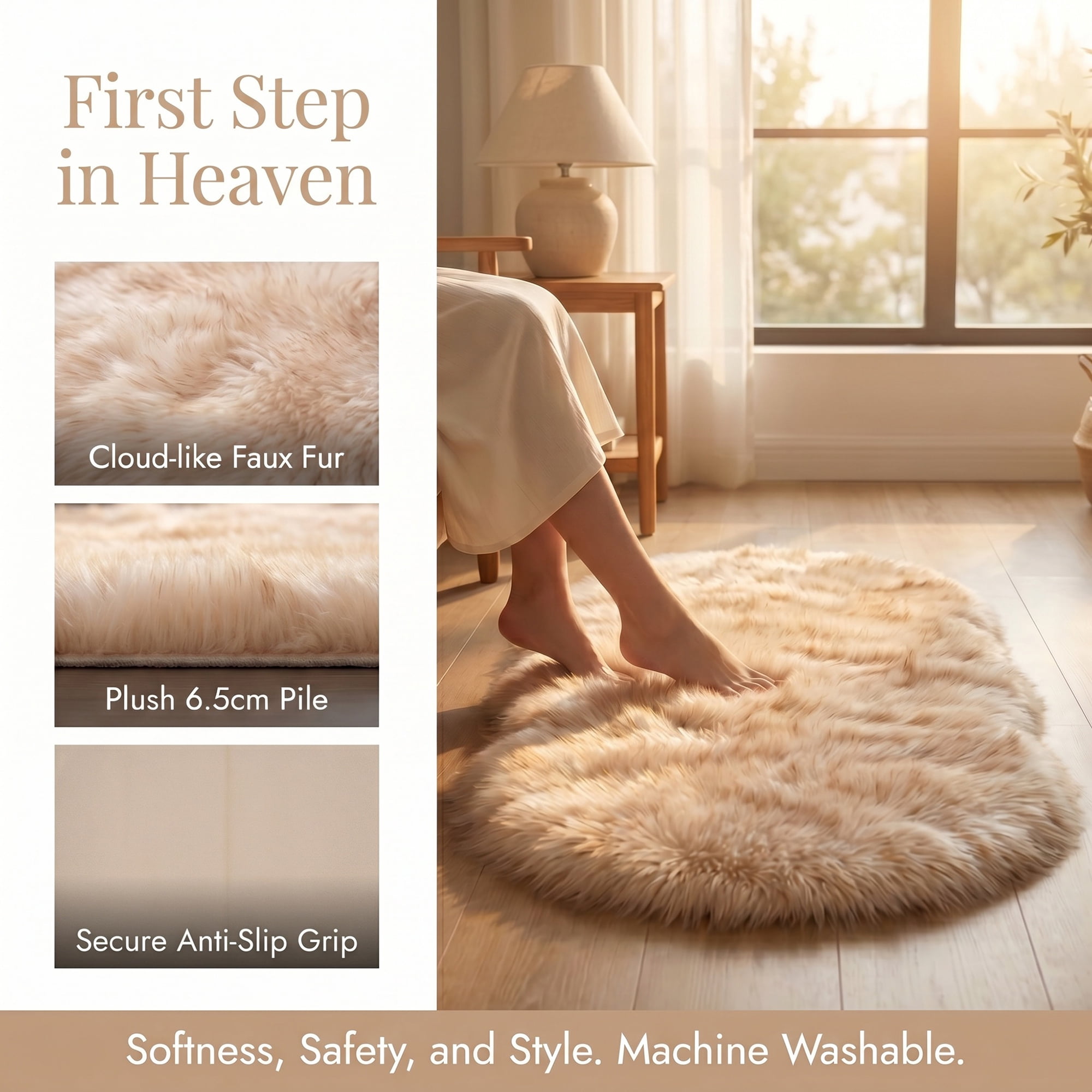 Unique Bargains Shaggy Area Rug Ultra Fluffy Non-Slip Fuzzy Carpet 32" x 20" White Yellow