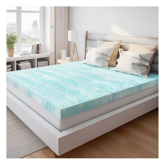 2 Inch Mattress Topper King Size, Gel Memory Foam Mattress Pad, Certified, Ventilated Bed Topper for Pressure Relief Back Pain, Blue