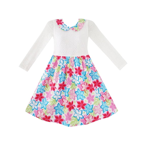 Girls Dress Lace Collar Princess Elegant Birthday Party 5