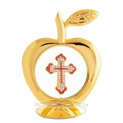 International Gift Gold Plated Brass Apple Shape Jesus Symbol Car Dashboard God Christian Religious Showpiece/Idol (12 Cm)
