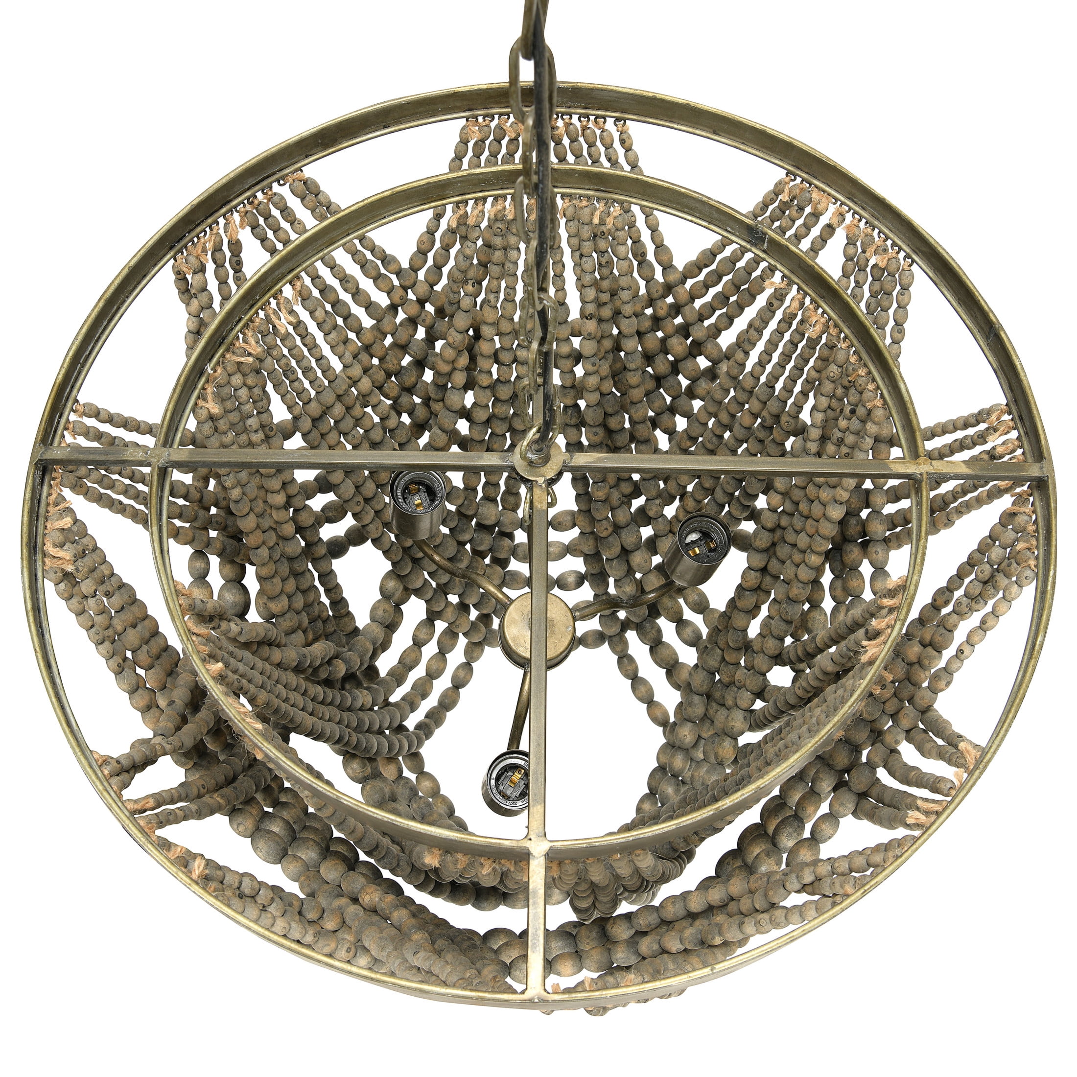 Creative Co-Op 2-Tier Draped Wood Bead Chandelier
