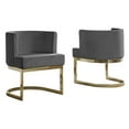 thumbnail image 1 of Velvet Dark Gray Accent Chair with Gold Chrome Base - 1 Chair, 1 of 3