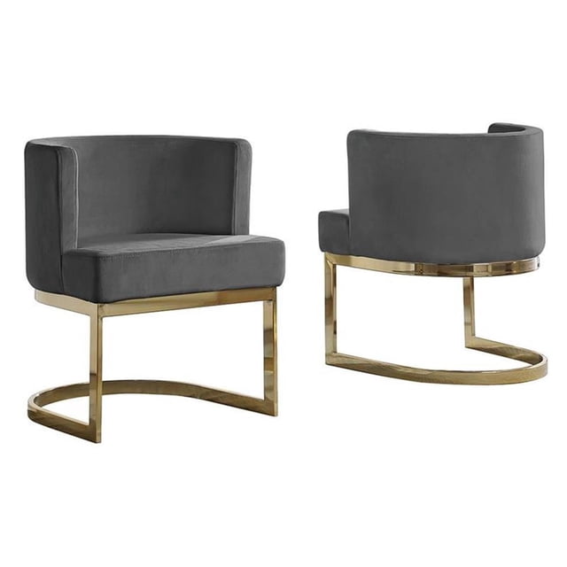 Fauteuil d'Appoint en Velours Gris Foncé avec Base Chromée Dorée - 1 Fauteuil