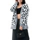 thumbnail image 3 of Women's Leopard Print V-Neck Knitted Cardigan Sweater Mid-Length Thick Polyester Spandex Blend, 3 of 5