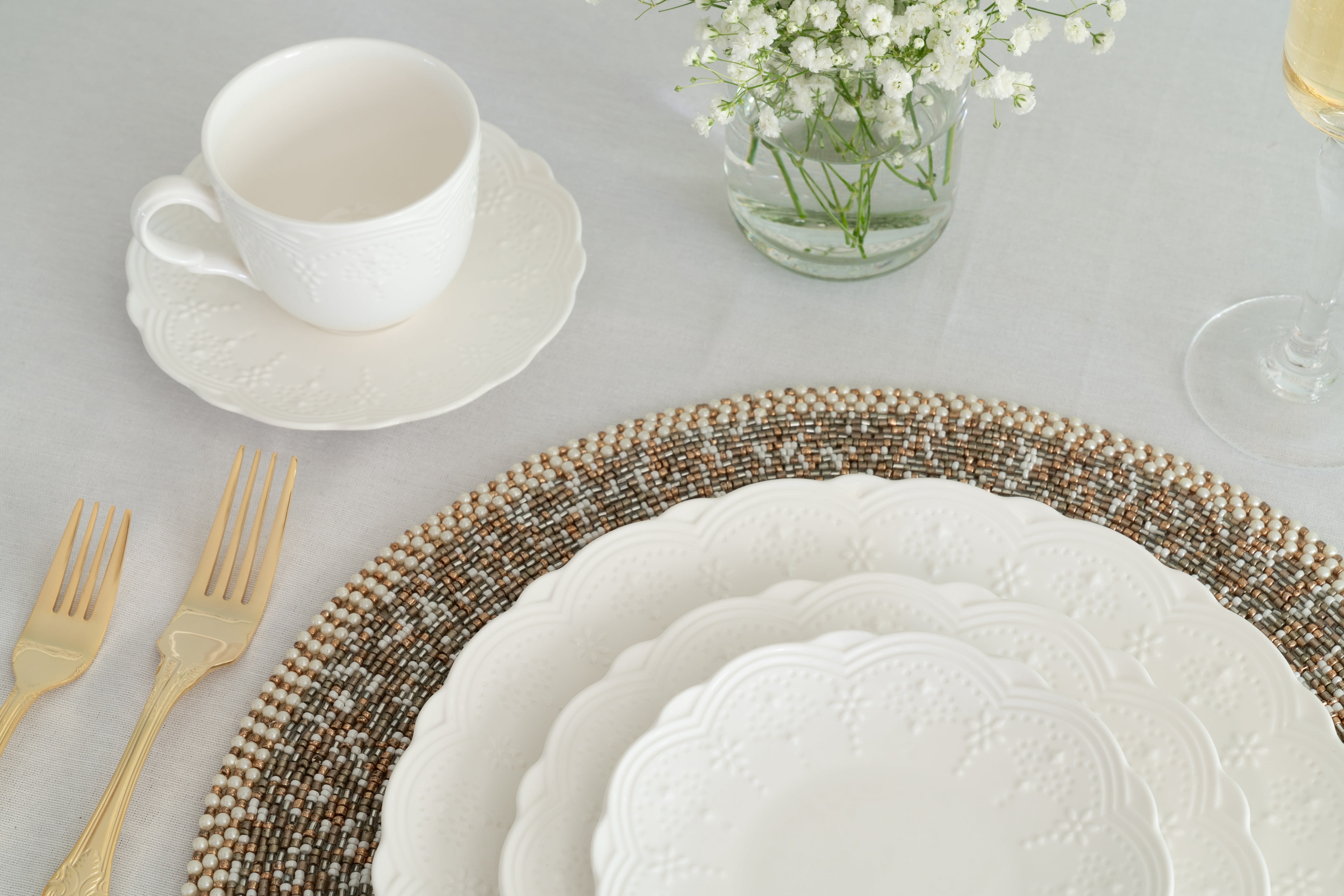 10 Strawberry Street Valentina Porcelain Cup & Saucer, Set of 6, White