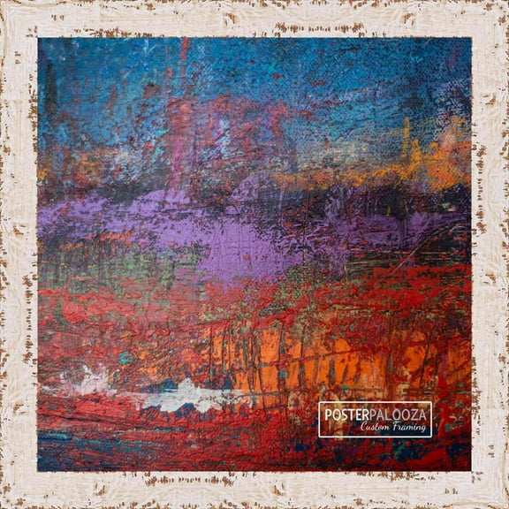 11x11 Shabby Chic White Picture Frame - UV Acrylic, Foam Board Backing, Hanging Hardware