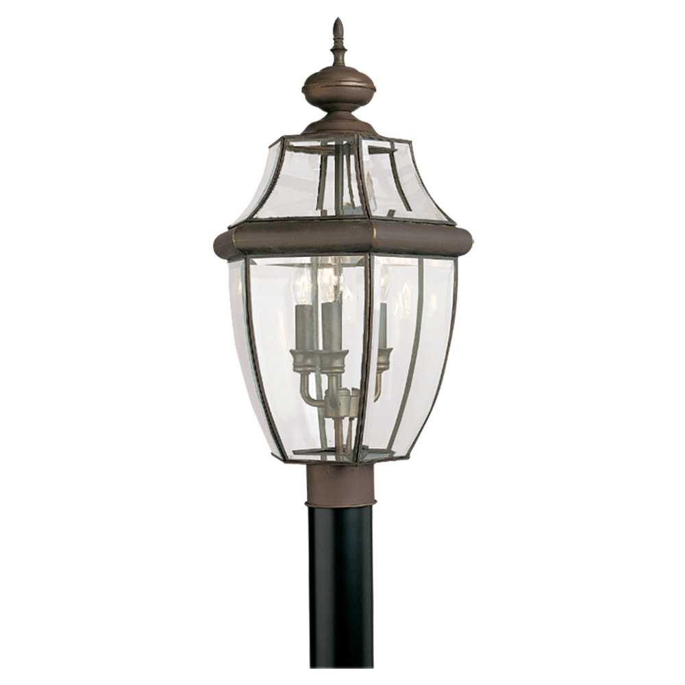 8239-02-Generation Lighting-Sea Gull Lighting-Three Light Outdoor Post Fixture in Traditional Style-13 Inch wide by 24 Inch high-Polished Brass - image 5 of 5
