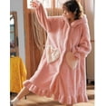 thumbnail image 3 of Adults Winter Coral Velvet Hooded Cartoon Robe Womens Flannel Dressing Gown Tiger Rabbit Animal Pajamas Ladies Warm Nightgowns (Tiger,M), 3 of 6