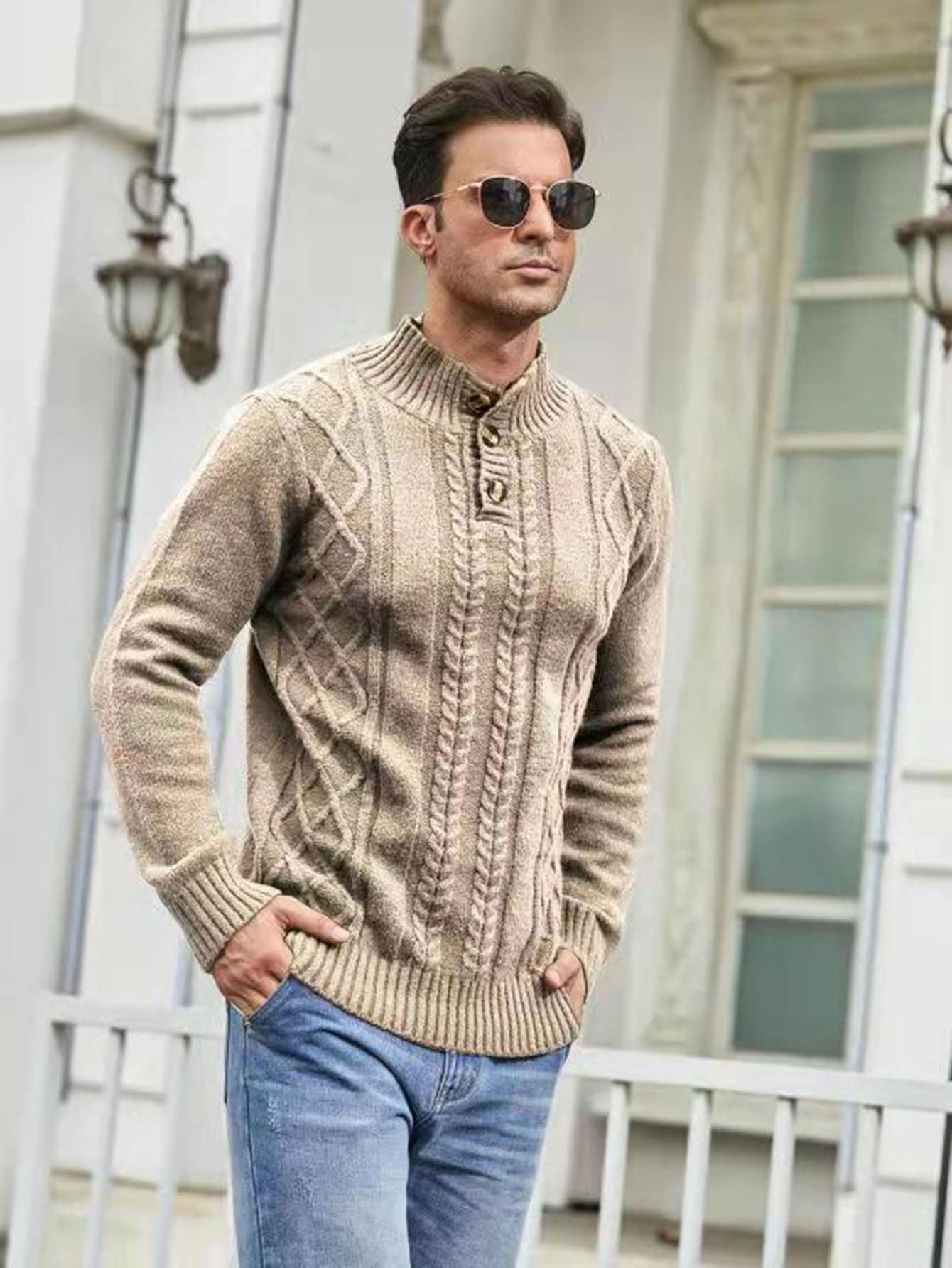 men's quarter button pullover