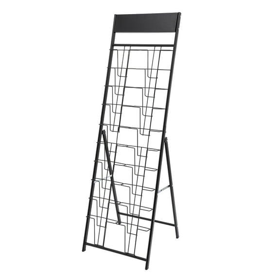 10 Tiers A4 Iron Magazine Rack Display Stand Free Standing Brochure Display Rack Postcards Newspapers Storage Rack Black