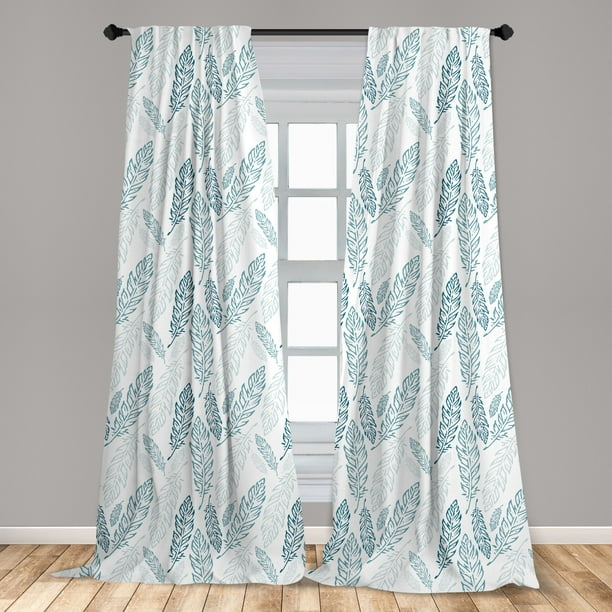 Teal And White Curtains 2 Panels Set, Turquoise And White Curtains