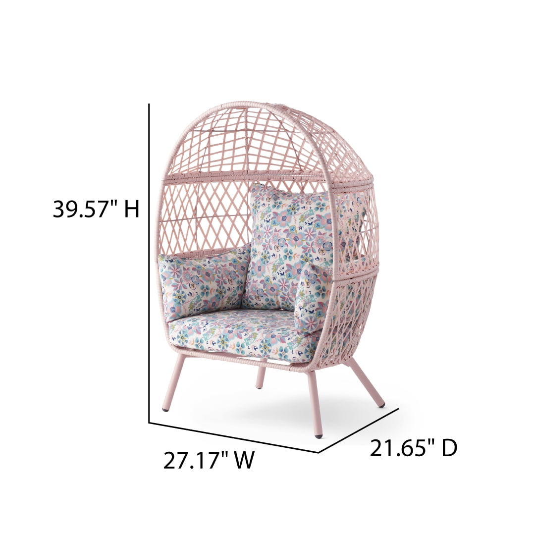 Better Homes & Gardens Ventura Outdoor Wicker Stationary Kid's Egg Chair, Pink