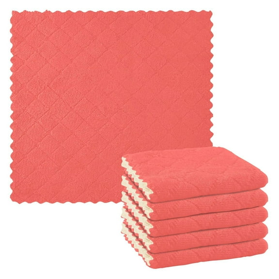 Kitchen Dish Towels Soft Absorbent Dish Cloths 11"x11" Plain Red 6 Packs