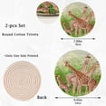 thumbnail image 3 of GZHJMY 2 Pack Forest Giraffe Family Round Cotton Woven Pot Holders Trivets Set, 7 and 9 inch Diameter,Heat Resistant Pad Mat for Kitchen Decor Cooking Supplies, 3 of 5