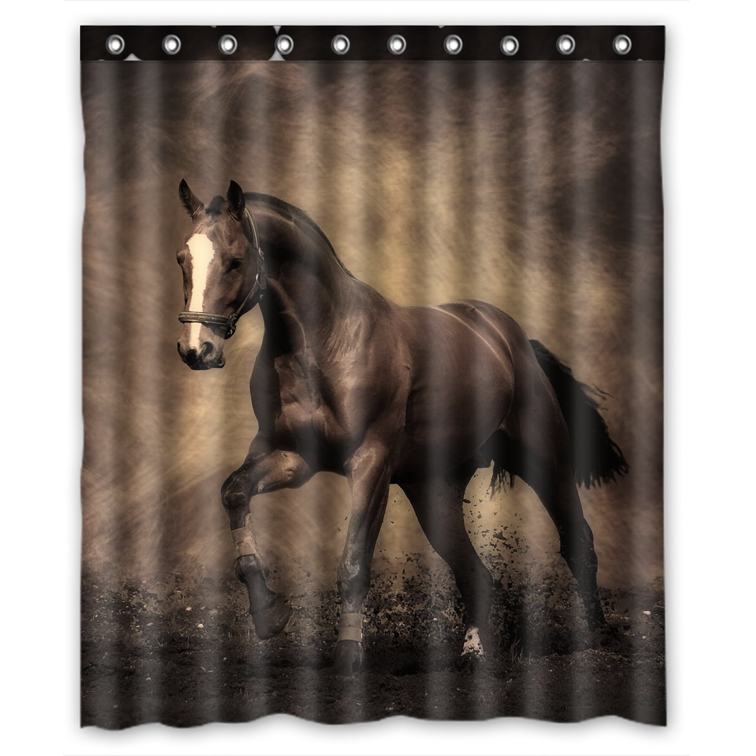 ZKGK Running Horse Waterproof Shower Curtain Bathroom Decor Sets with