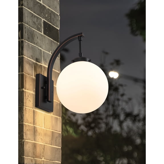14" Outdoor Globe Wall Sconce with Frosted Glass, E26 Socket