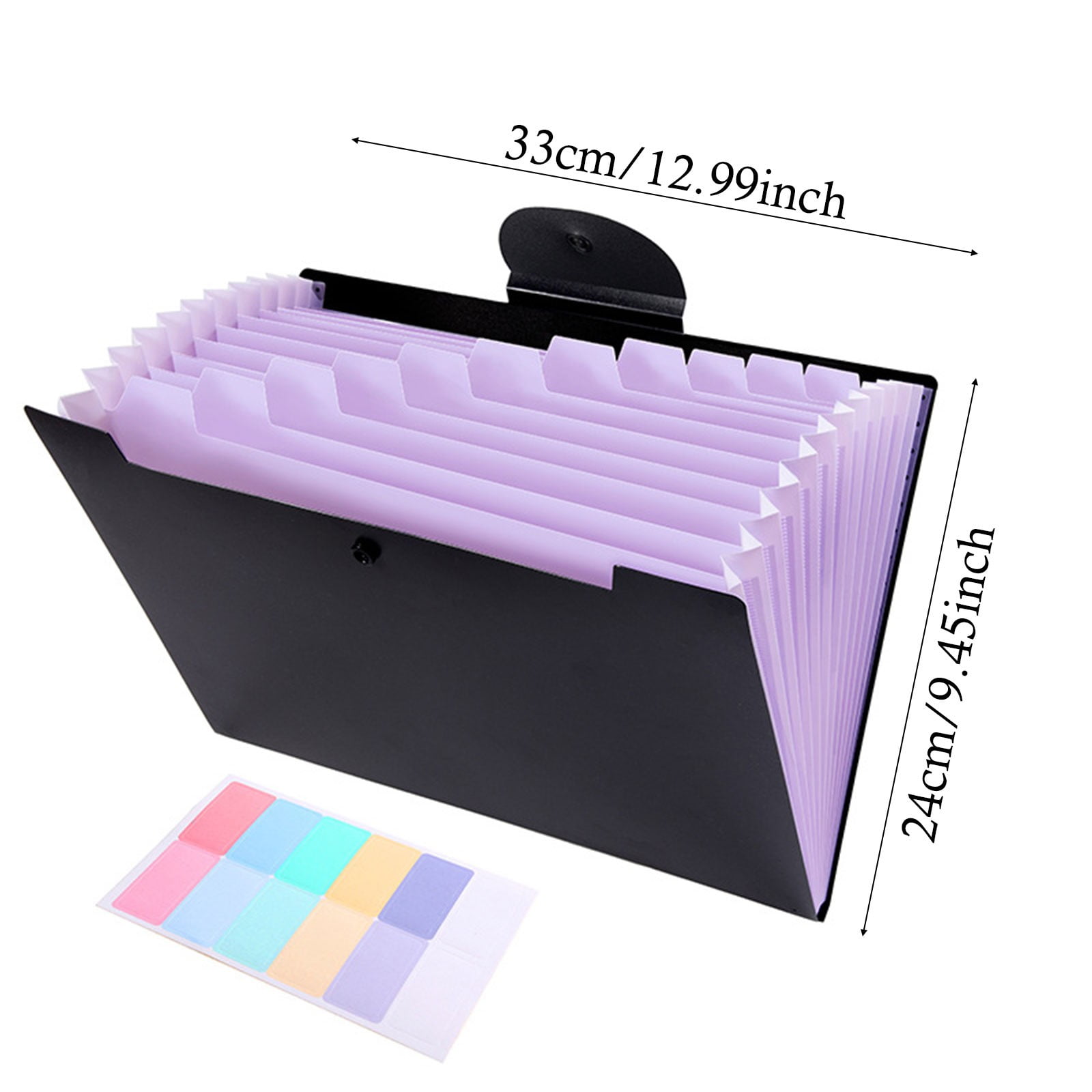 Accordion File Organizer Expanding File Folder with 12 Pockets, Portable Receipt Paper Bill Document Organizer Letter/Legal Size Filing Folder School Black Bradem