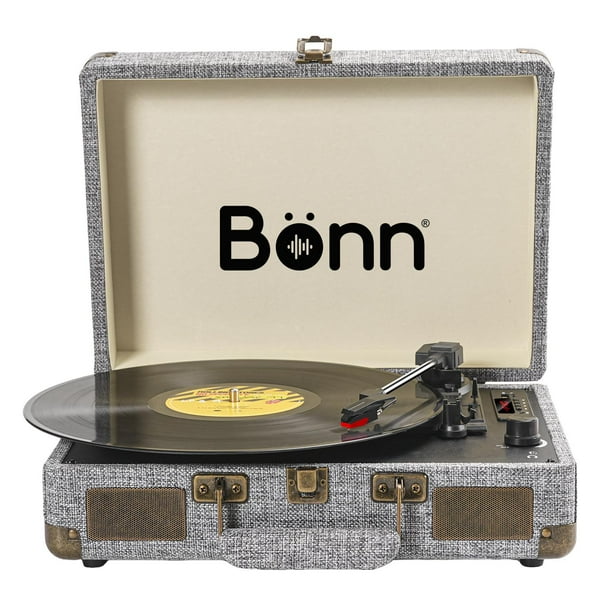 Tocadiscos Bluetooth Tipo Maletín Portátil Bonn gris