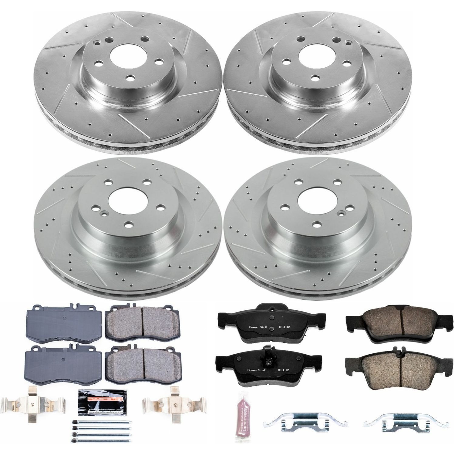 PowerStop Front and Rear Z23 Evolution Sport Carbon-Fiber Ceramic Brake Pad and Drilled & Slotted Rotor Kit Fits: MERCEDES-BENZ Select Models K6834