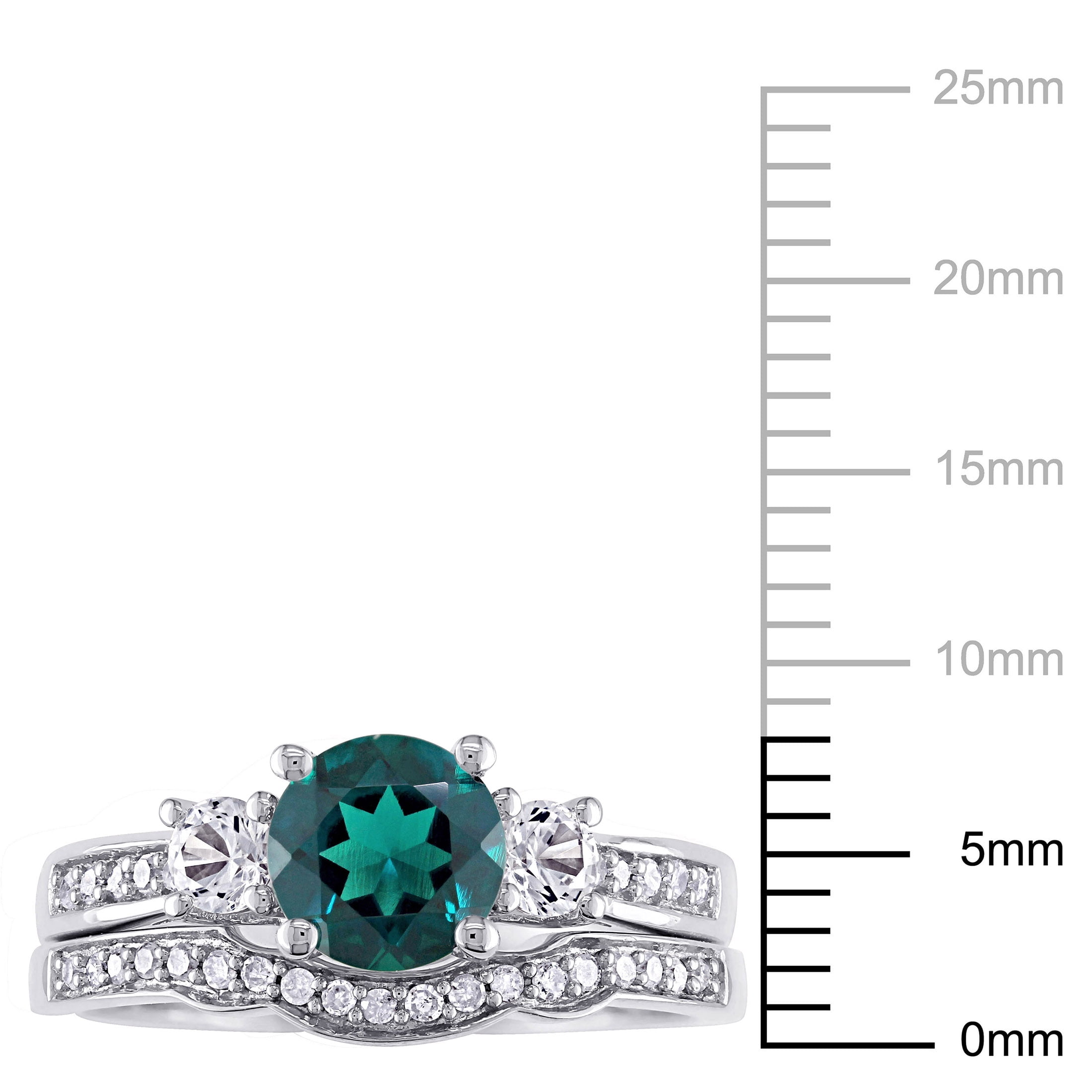 Everly Women's Created Sapphire Created Emerald 10k White Gold Bridal Set