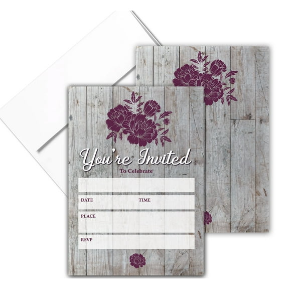 Stonehouse Collection Printed Invitations with Envelopes for Weddings, 25 Count