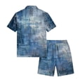 thumbnail image 4 of Men's 2 Piece Summer Outfit Casual Short Sleeve Button Down Shirt and Drawstring Shorts Set Texture Print Vacation Tracksuit, 4 of 6