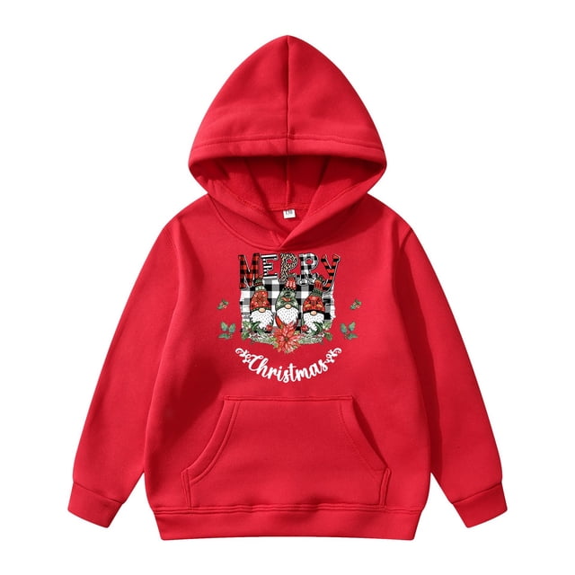 PMVFHDE Liquidation Chandail pour Enfants Nouveau Chandail à Capuchon pour Enfants Décoration de Poche Chandail à Capuchon Chandail à Capuchon pour Enfants Plus Chandail à Capuchon Chandails à Col Rond Fille Graphique,Rouge,4-5 Ans