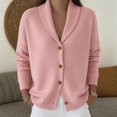 thumbnail image 2 of MSJUHEG Button Down Cardigan Long Sleeve Work Shirts Oversized Sweater Dress Cardigan Crop Cardigan Sweater Knit Coat Cardigan Sweaters Sweater Coat for Fall and Winter Pink L, 2 of 5