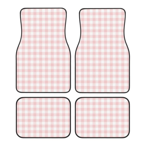 Fotbe Checkboard Juego de 4 Tapetes para Auto con Estampado – Alfombrillas de Goma Reforzada, Diseño Antideslizante, Protección para Todo el Año – Vehículos, Autos, Camionetas y SUVs