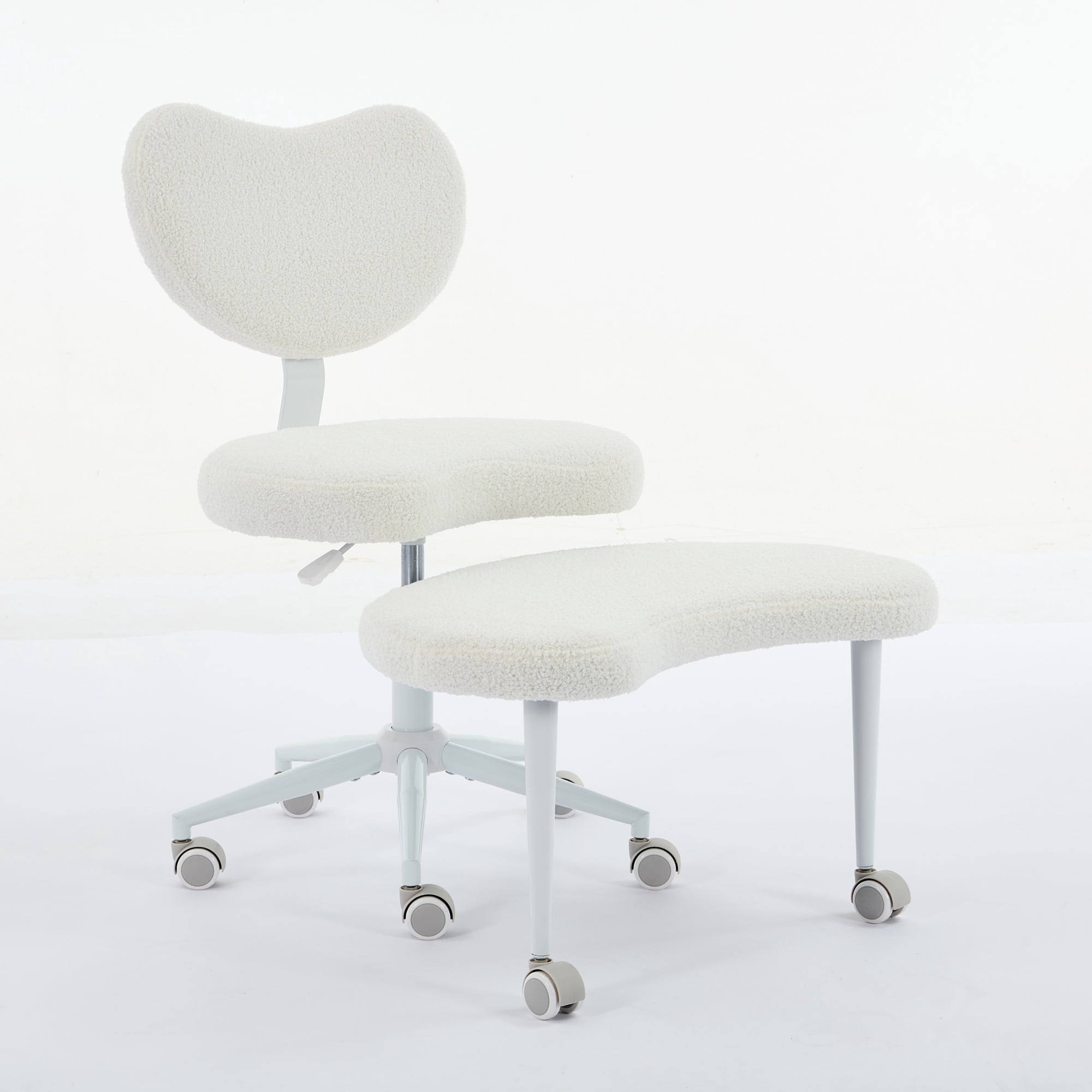 Meditation Chair Plus, Cross Legged Chair with Wheels, ADHD Chair, Criss Cross Desk Chair with Lumbar Support and Adjustable Stool, Flexible Design for Fidgety Sitters, Ivory