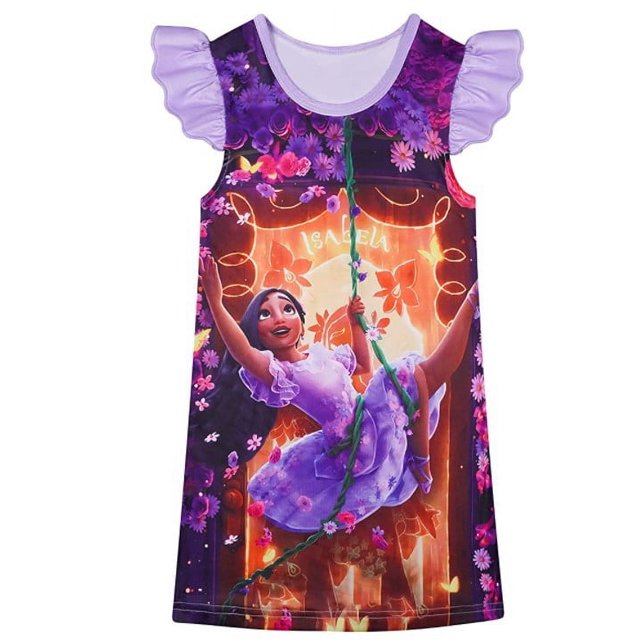 Jupe Princesse Maison Complète Magique pour Fille Manches Courtes à Volants Robe Col Rond pour Fille