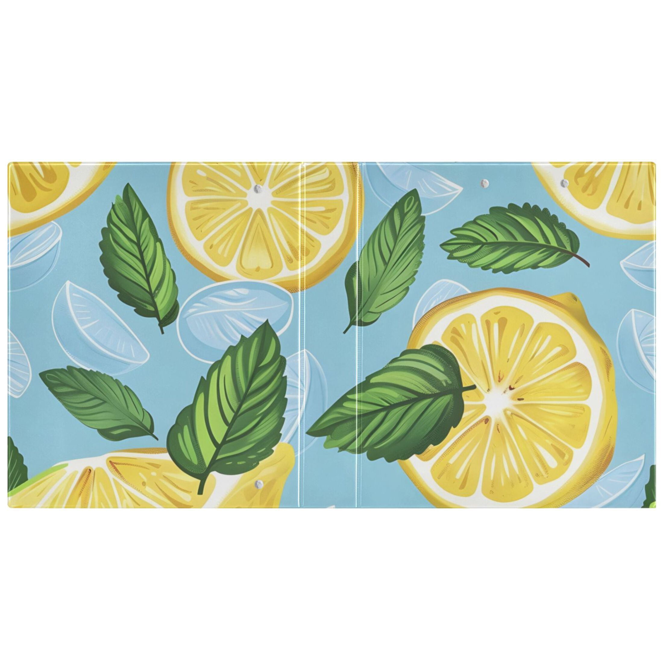 Lemon Mint Leaves 3 Ring Binders 1.5 inch Hardcover File Folders with Interior Pockets A4 Size Organizer for School Office Hospital