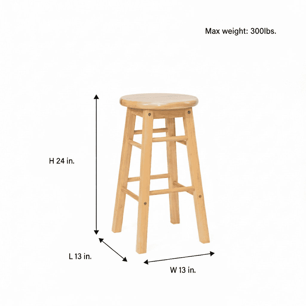 Mainstays 2-Pack 24" Backless Wood Counter Stools, Natural Finish