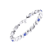 RYLOS Bracelets for Women 925 Sterling Silver infinity Twist Tennis Bracelet Gemstone &  Diamonds Adjustable to Fit 7"-8" Wrist, 6 - 4X3MM Blue Star Sapphire Jewelry for Women Friendship
