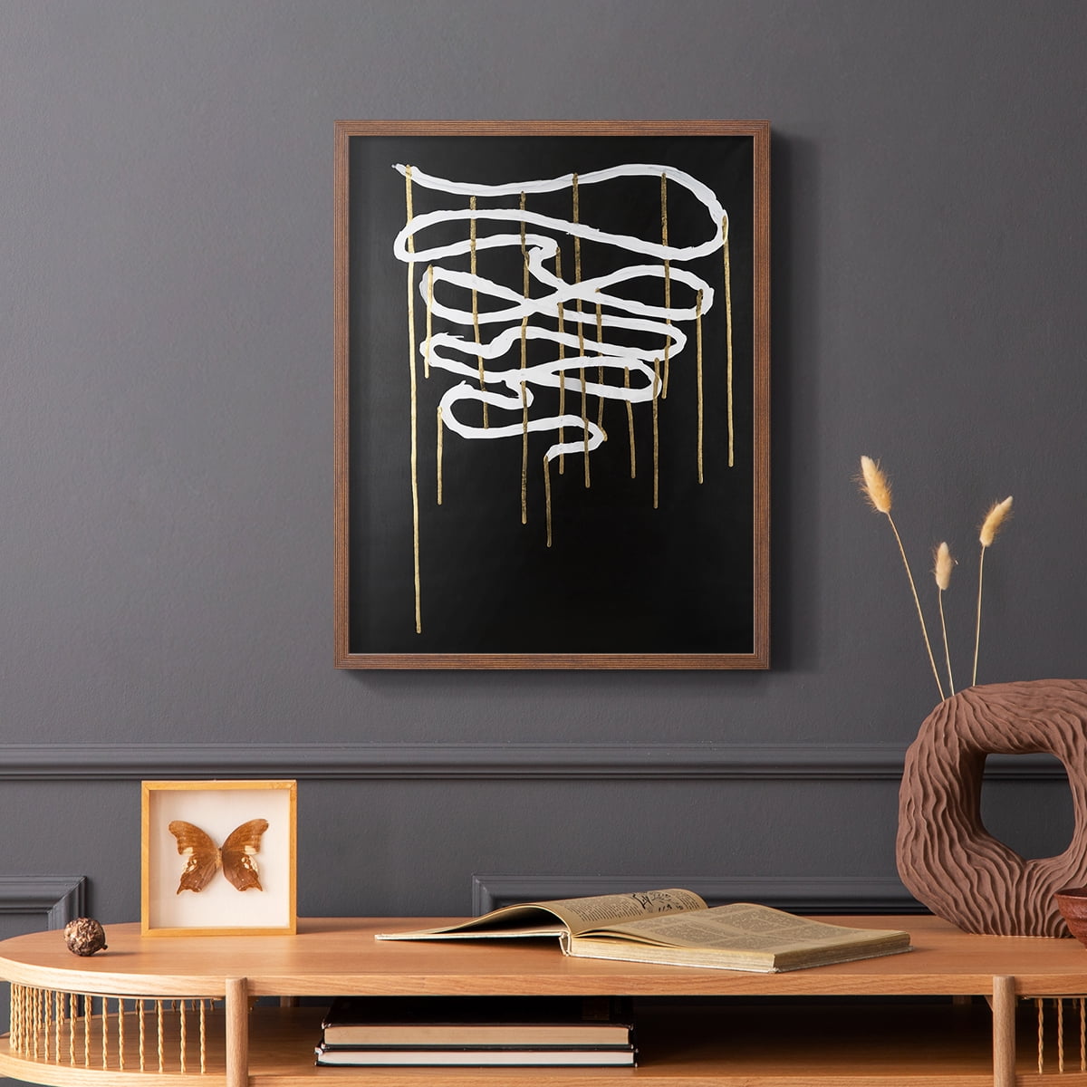 Weeping Ribbon II Framed Print in Brown Solid Wood 11 x 14 Framed Print