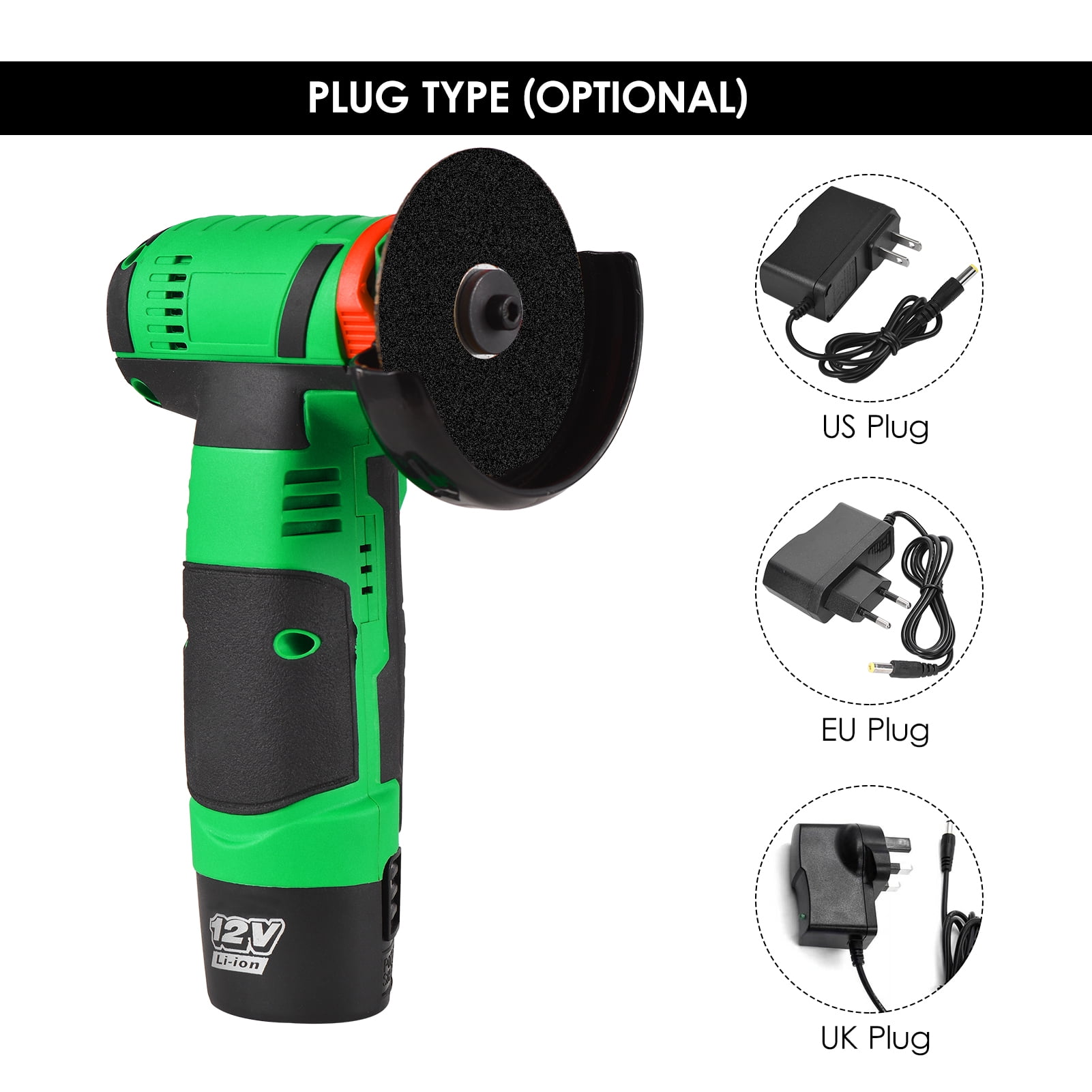 Angle Grinder Electric 12V Cordless Angle Grinder Tool Kit Portable Lithium Electric Angle Grinder 19500rpm Mini Rechargeable Power Cutter with 2pcs Batteries 2pcs Grinding Discs for Grinding