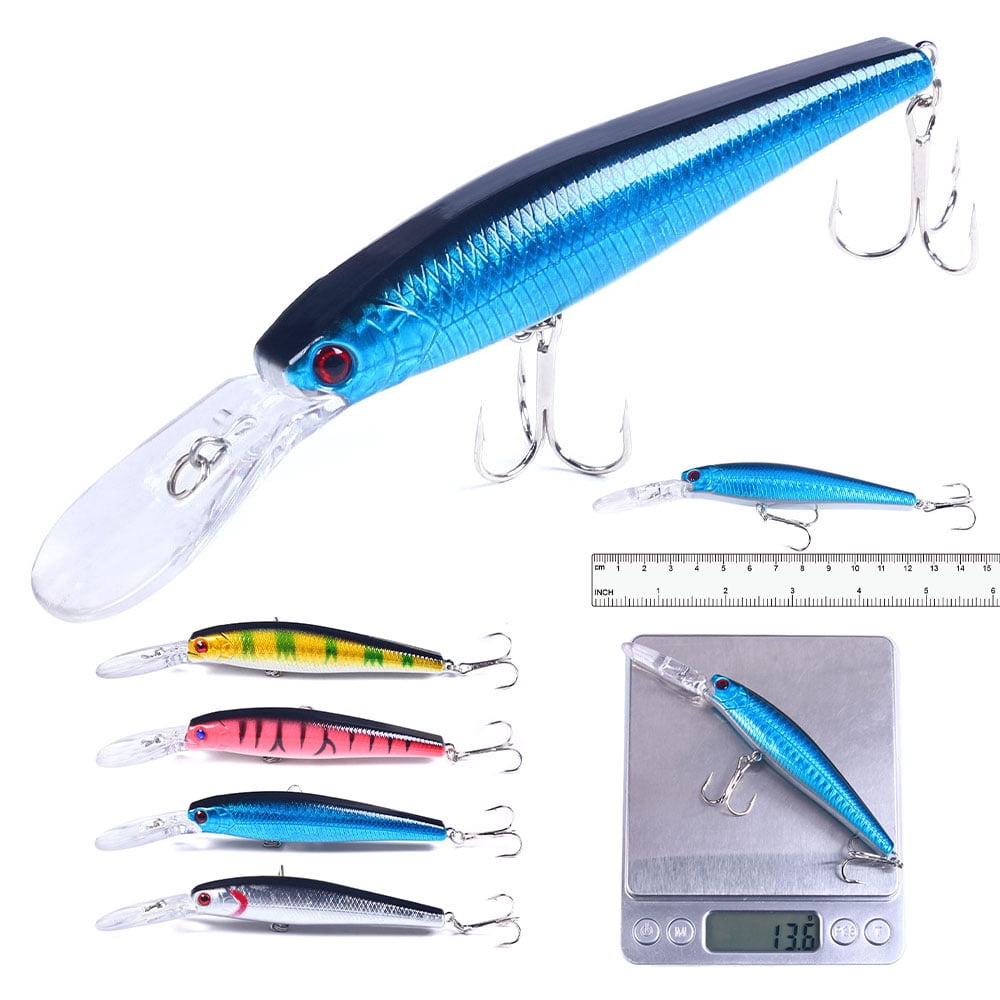 HENGJIA Minnow Bass Fishing Lures, Jerkbait Lure Set Hard Baits Crankbait for Catfish Walleye Trout Fishing Bait 4Pcs/kit,4.92'' 0.49oz