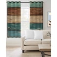 thumbnail image 2 of Teal Turquoise Wooden Blackout Curtains, Light Blocking Print Window Curtains, Rustic Retro Farmhouse Western Country Thermal Insulated Window Drapes for Living Room 2 Panels, 55"W x 39"L, 2 of 9