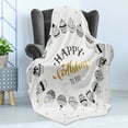thumbnail image 4 of Cupcake Soft Flannel Fleece Throw Blanket, Happy Birthday to You Message with Circle Celebration Cake Design, Cozy Plush for Indoor and Outdoor Use, 50" x 60", Earth Yellow White, by Ambesonne, 4 of 5